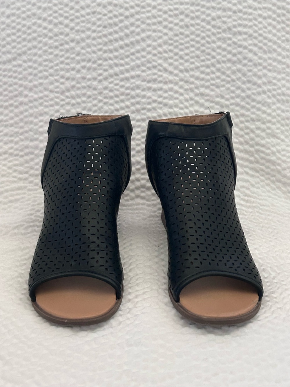 Nine West Women's Black Perforated Open-Toe Ankle Booties